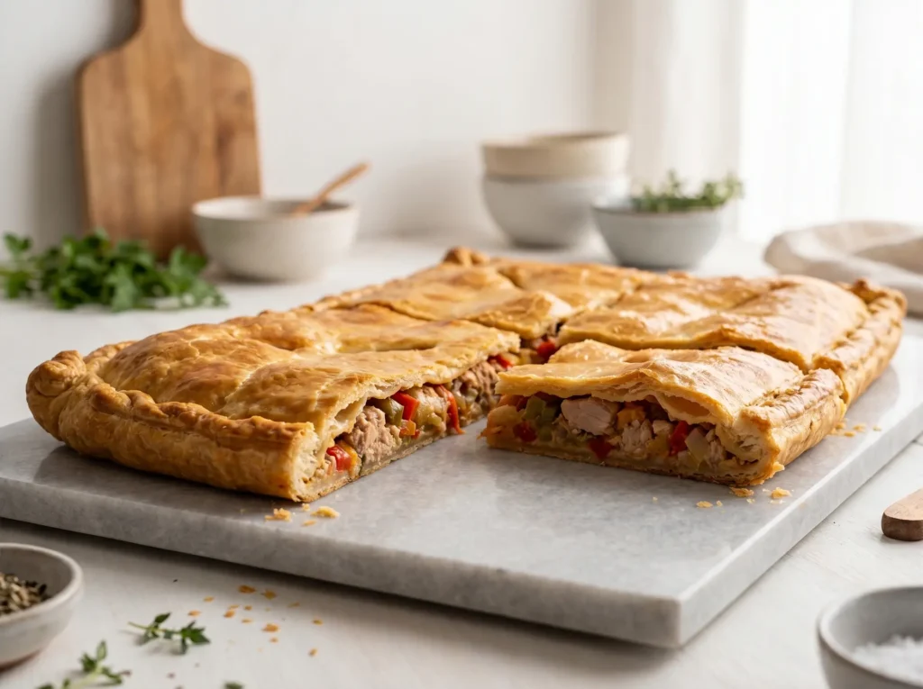 Empanada gallega cuita sobre pedra ROK Empordà gris